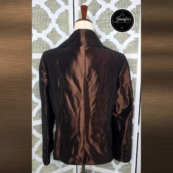 Ellen Tracy Bronze Iridescent Double Breasted Formal Blazer/Jacket Size 12 - Picture 7 of 13